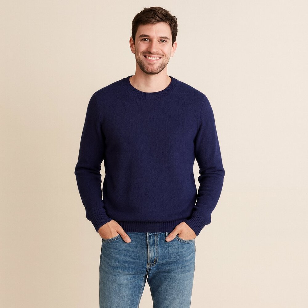 J Crew Lambswool Sweater Men's Size XL Blue Crewneck Minimalist